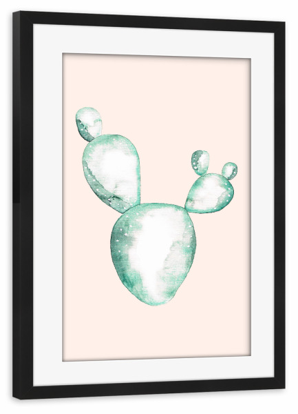 Poster mit Rahmen schwarz "Cactus blush round" artboxONE - Natur,Floral