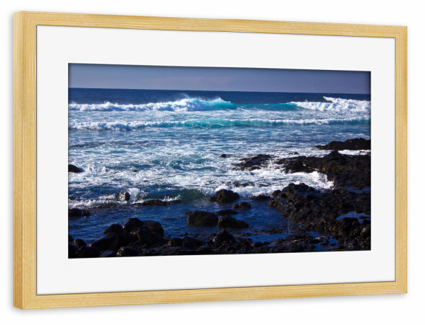 Poster mit Rahmen kiefer "Lavaküste auf Lanzarote" artboxONE - Natur,Reise,Reise / Strand und Meer,Reise / Länder