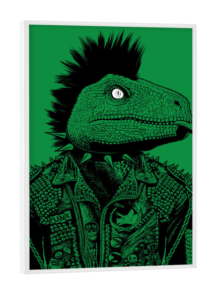 Poster mit weißem Rahmen "Crested Punk Velociraptor" artboxONE - Tiere,Comic
