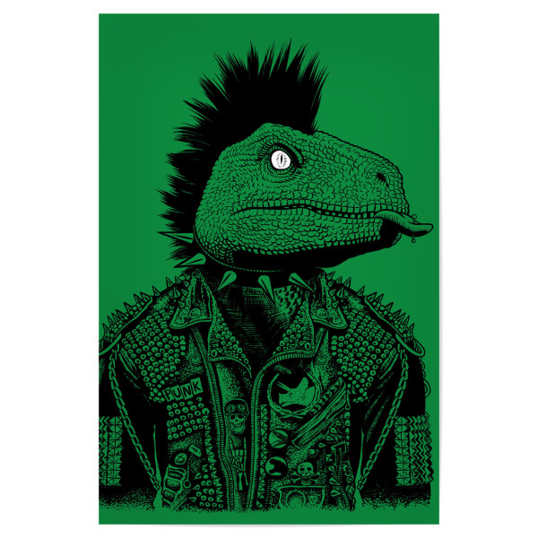 Poster 30x20 cm "Crested Punk Velociraptor" artboxONE - Tiere,Comic