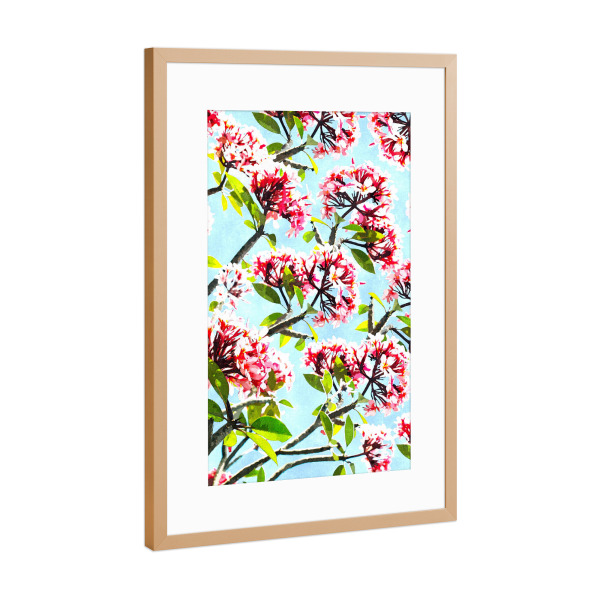 Poster mit Rahmen Kupfer "Frangipani Painting" artboxONE - Natur,Floral