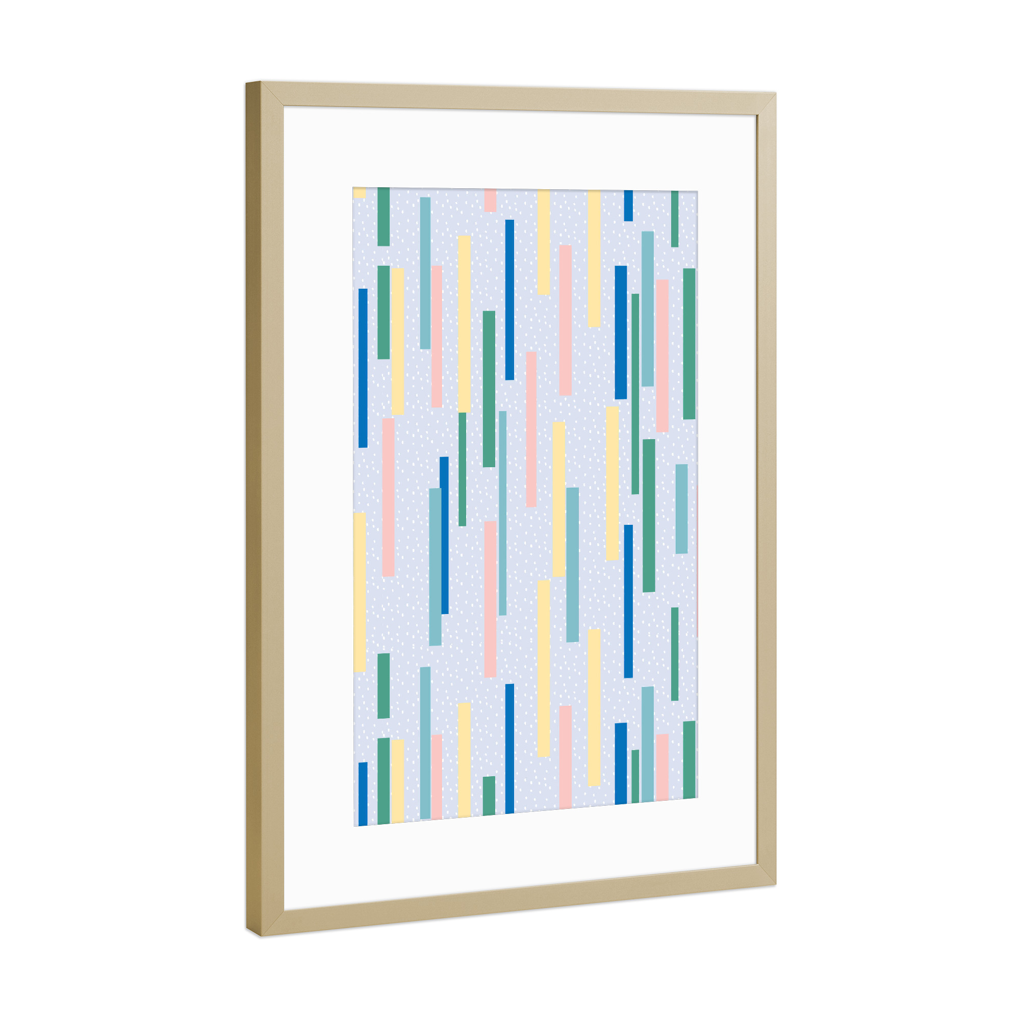 Poster mit Rahmen Gold "Color Stripes Party Pastel" artboxONE - Für Kinder,Geometrie,Lustig