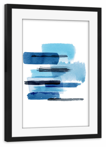 Poster mit Rahmen schwarz "Marine Stripes Blue Watercolor" artboxONE - Natur,Abstrakt