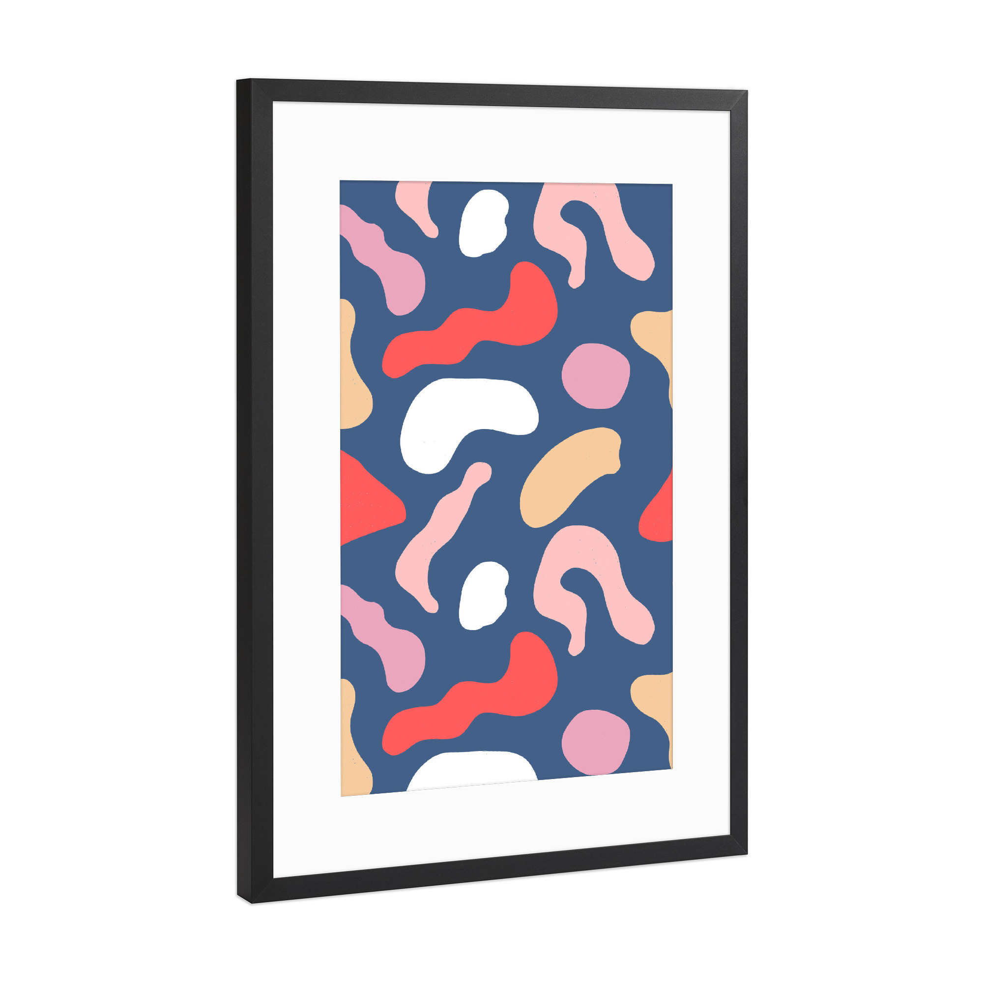 Poster mit Rahmen Schwarz (Metallic) "Abstract Organic Memphis Red" artboxONE - Abstrakt,Geometrie