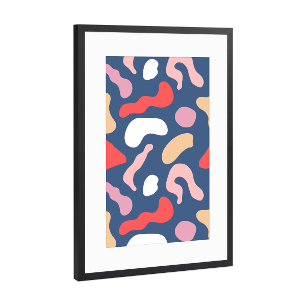 Poster mit Rahmen Schwarz (Metallic) "Abstract Organic Memphis Red" artboxONE - Abstrakt,Geometrie