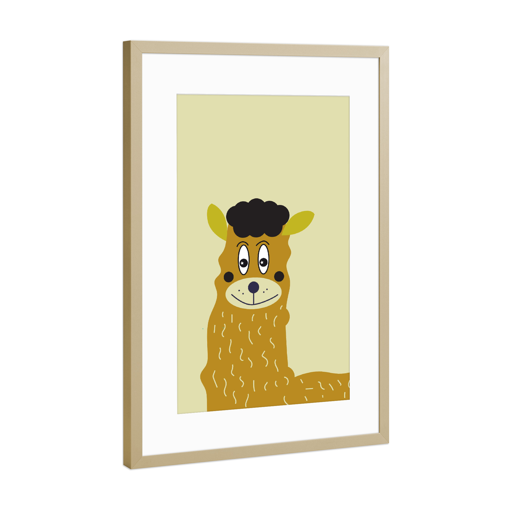 Poster mit Rahmen Gold "Alpaka Tierportrait" artboxONE - Für Kinder,Tiere