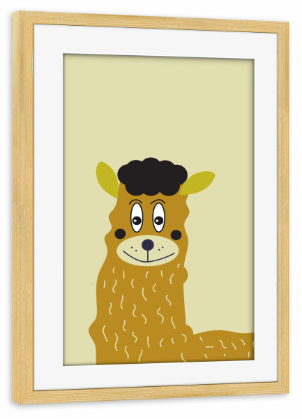 Poster mit Rahmen kiefer "Alpaka Tierportrait" artboxONE - Für Kinder,Tiere