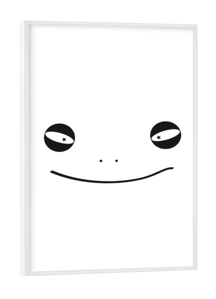 Poster mit weißem Rahmen "Frosch Tierportrait schwarzweiß" artboxONE - Für Kinder,Tiere