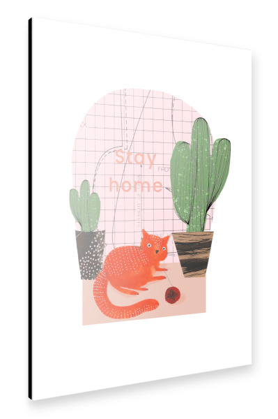 Alu-Dibond "Lisa Dolson - Stay Home Katze" 30x20 cm artboxONE