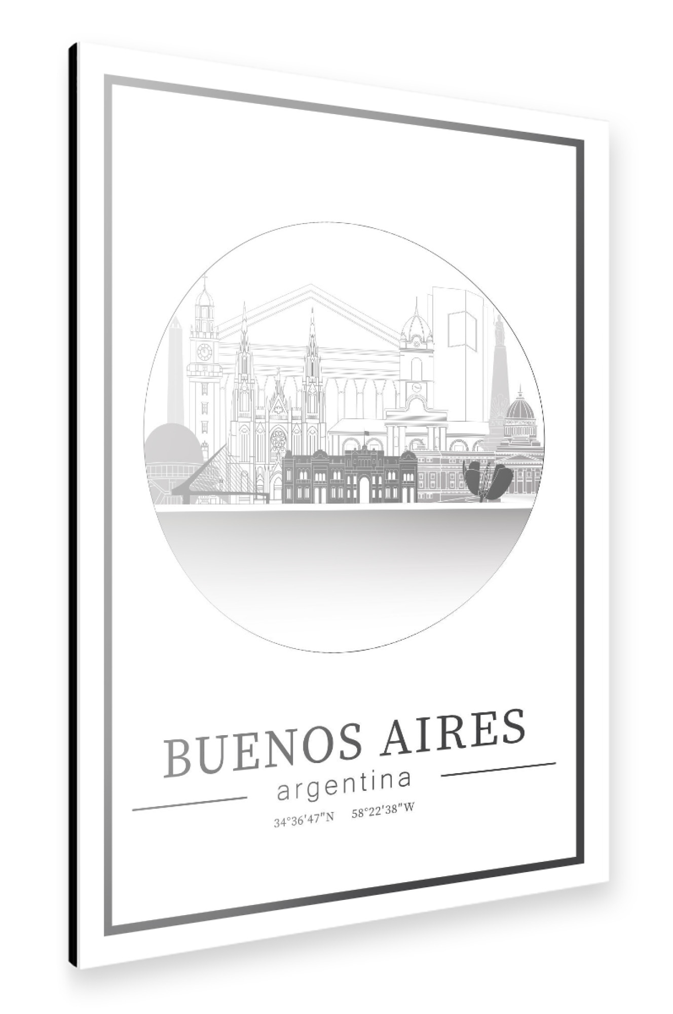 Alu-Dibond "Buenos Aires line art circle" 75x50 cm artboxONE
