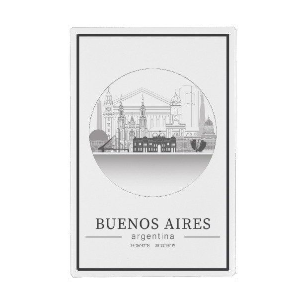 Holzbild "Buenos Aires line art circle" artboxONE - Städte,Reise,Architektur,Kartografie