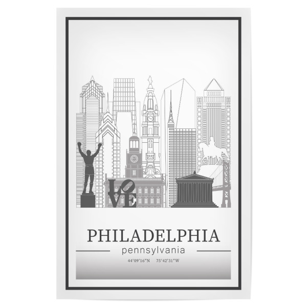 Poster 30x20 cm "Philadelphia skyline line art" artboxONE - Städte,Reise,Architektur,Kartografie
