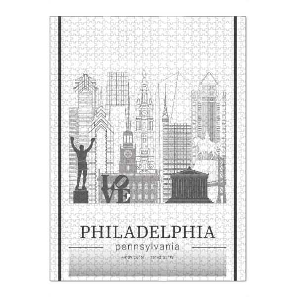 Puzzle Ravensburger "Philadelphia skyline line art" artboxONE - Städte,Reise,Architektur,Kartografie