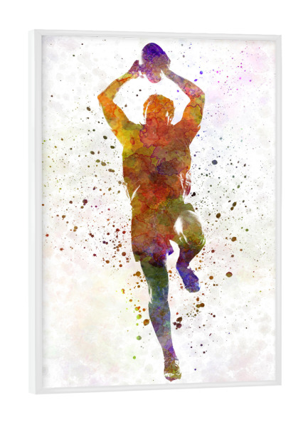 Poster mit weißem Rahmen "Rugby man player-c" artboxONE - Sport