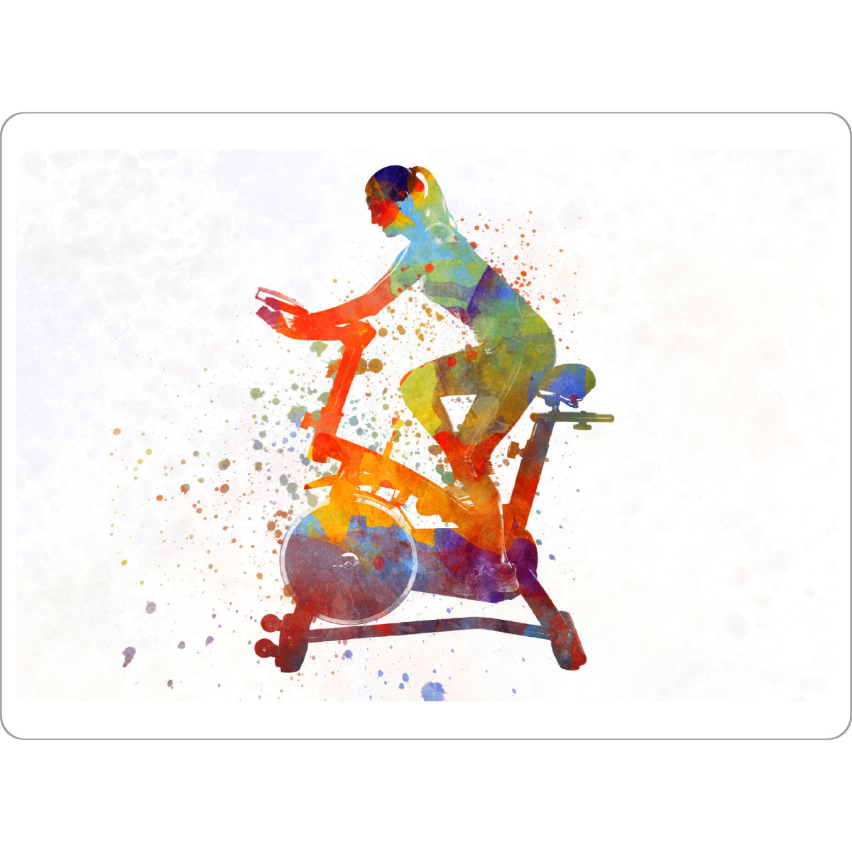 Tischset "Stationary bike in watercolor" artboxONE - Sport - Sport,Sports,Illustration,Watercolor,Exercise bike,Gym,Bicycle,Woman,Color,Decorative