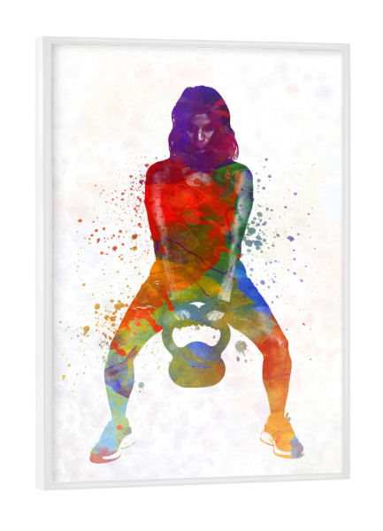 Poster mit weißem Rahmen "Kettlebell lifter" artboxONE - Sport
