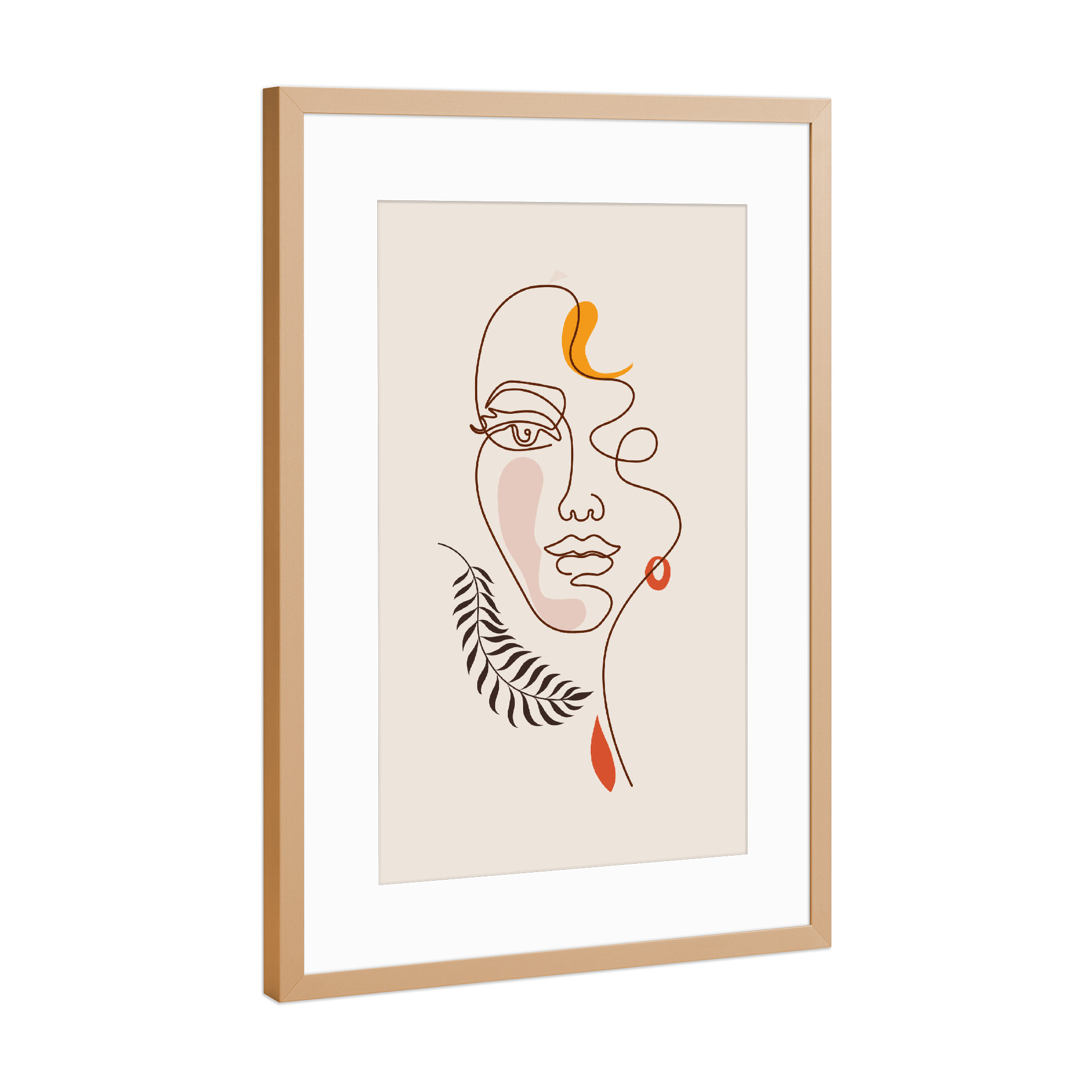 Poster mit Rahmen Kupfer "Tunaboylu - Line Art Face floral" artboxONE - Natur,Floral,Abstrakt,Menschen,Für Mama