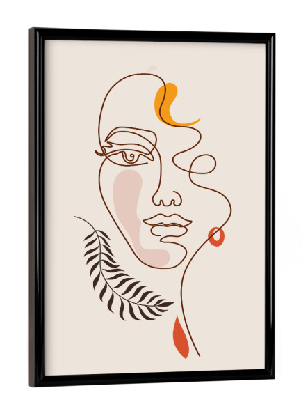 Poster mit schwarzem Rahmen "Tunaboylu - Line Art Face floral" artboxONE - Natur,Floral,Abstrakt,Menschen,Für Mama