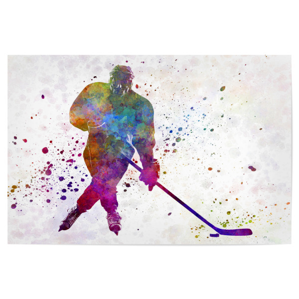 Poster 30x20 cm "Hockey man player in watercolor-c" artboxONE - Sport