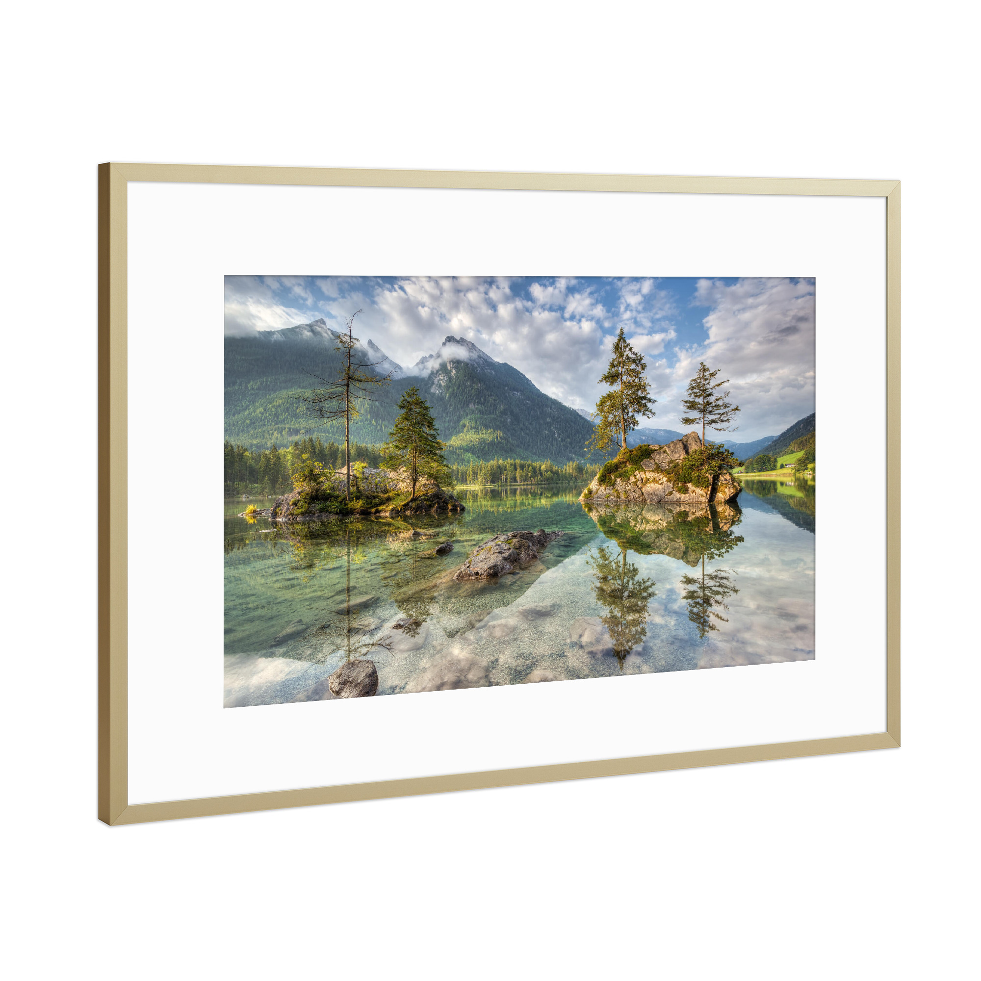 Poster mit Rahmen Gold "Hintersee im Berchtesgadener Land" artboxONE - Natur,Reise,Reise / Länder