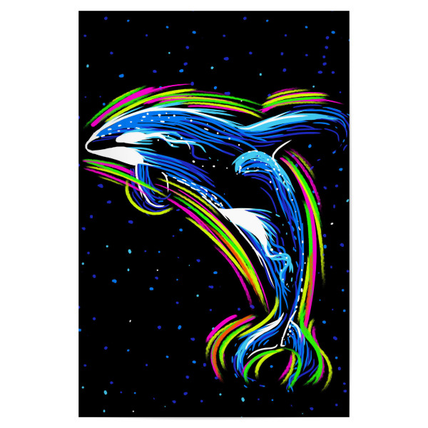 Poster 30x20 cm "Killer Whale neon lines" artboxONE - Tiere,Abstrakt