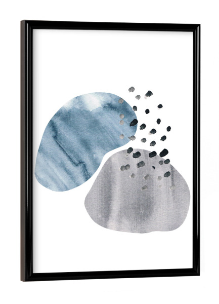 Poster mit schwarzem Rahmen "Graphit in grey and blue" artboxONE - Abstrakt,Geometrie