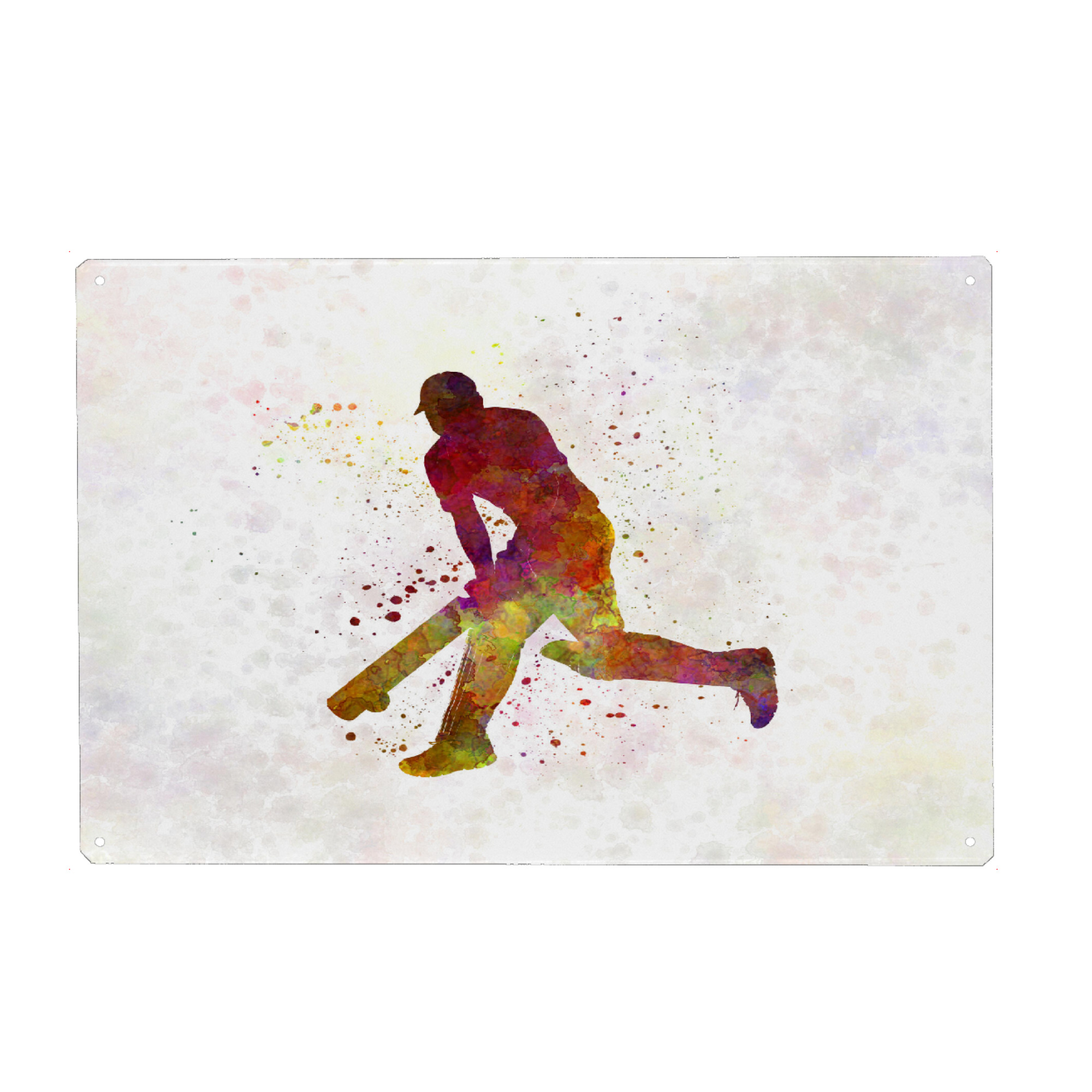 Metall Poster "Cricket player batsman-c" artboxONE - Sport - Sport,Sports,Color,Illustration,Cricket,Bat,Ball,Player,Stadium,America - Blechschild