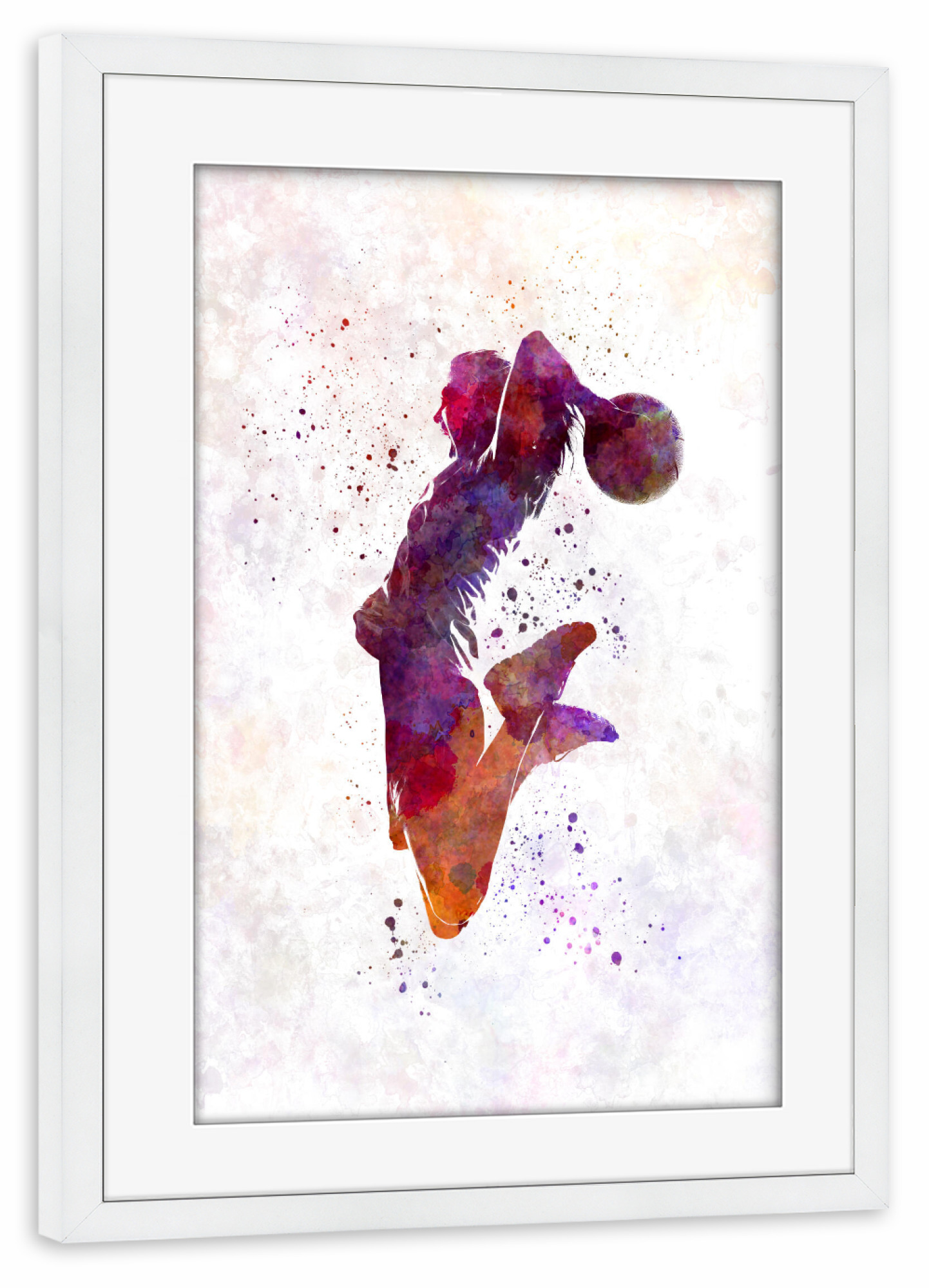 Poster mit Rahmen weiß "Young woman basketball player" artboxONE - Sport