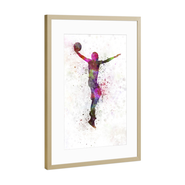Poster mit Rahmen Gold "Young man basketball player-d" artboxONE - Sport