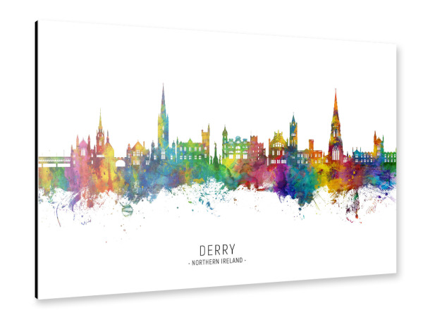 Alu-Dibond "Derry Skyline txt" 30x20 cm artboxONE