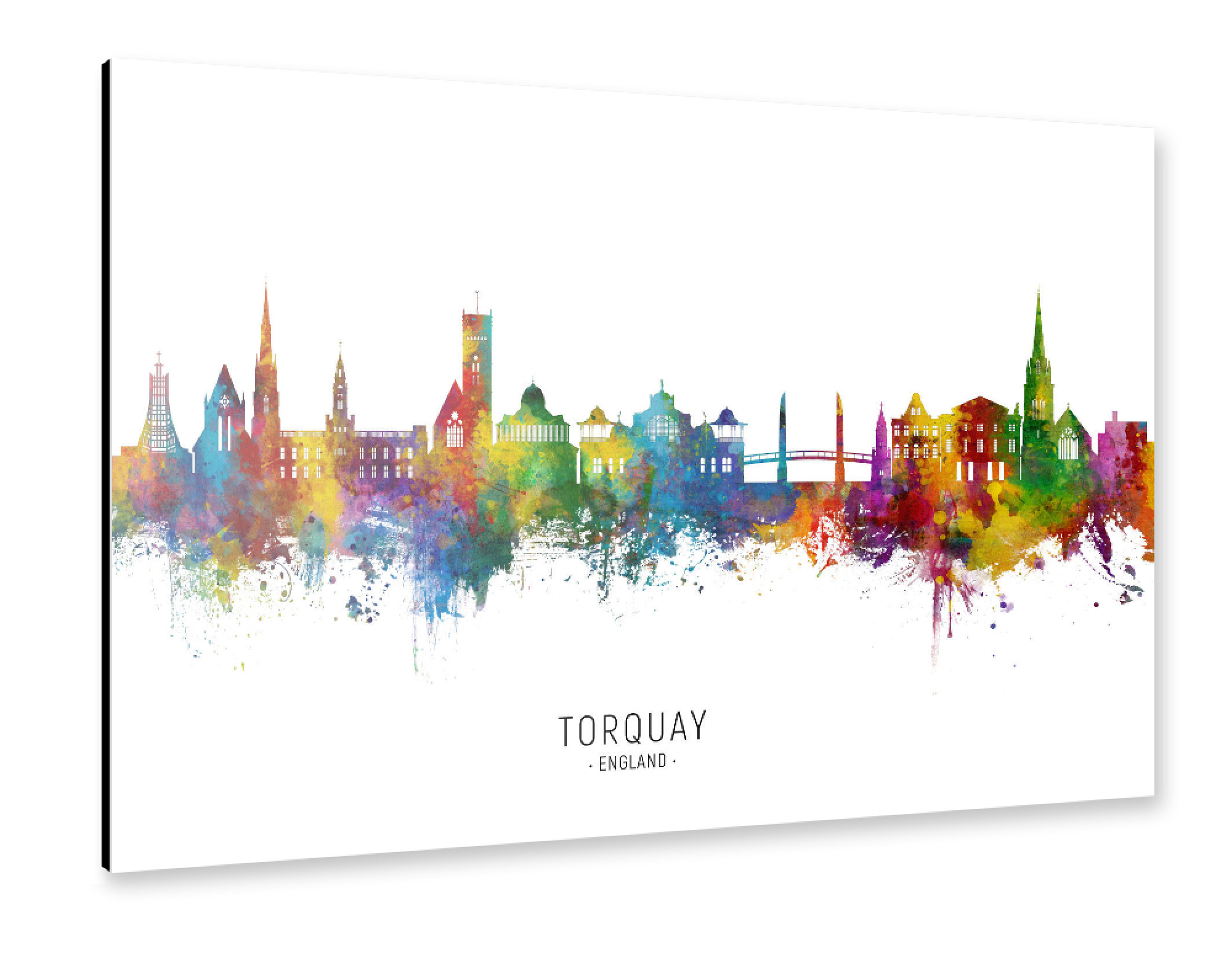 Alu-Dibond "Torquay England Skyline txt" 75x50 cm artboxONE
