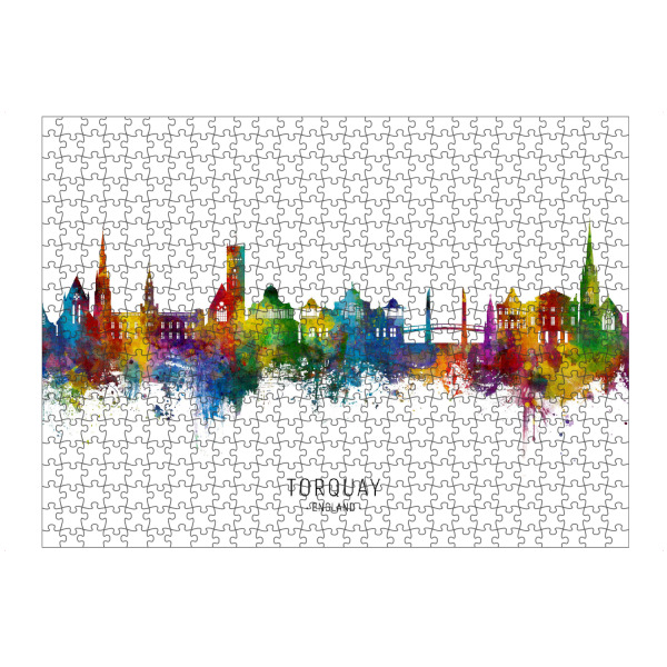 artboxONE Puzzle "Torquay England Skyline txt" artboxONE - Städte - Torquay,England,Skyline,Cityscape,Stadtbild,Watercolor,Stadt,Bunt,Colorful