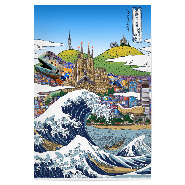 Poster "The great wave of Barcelona" artboxONE - Natur,Reise,Städte / Barcelona