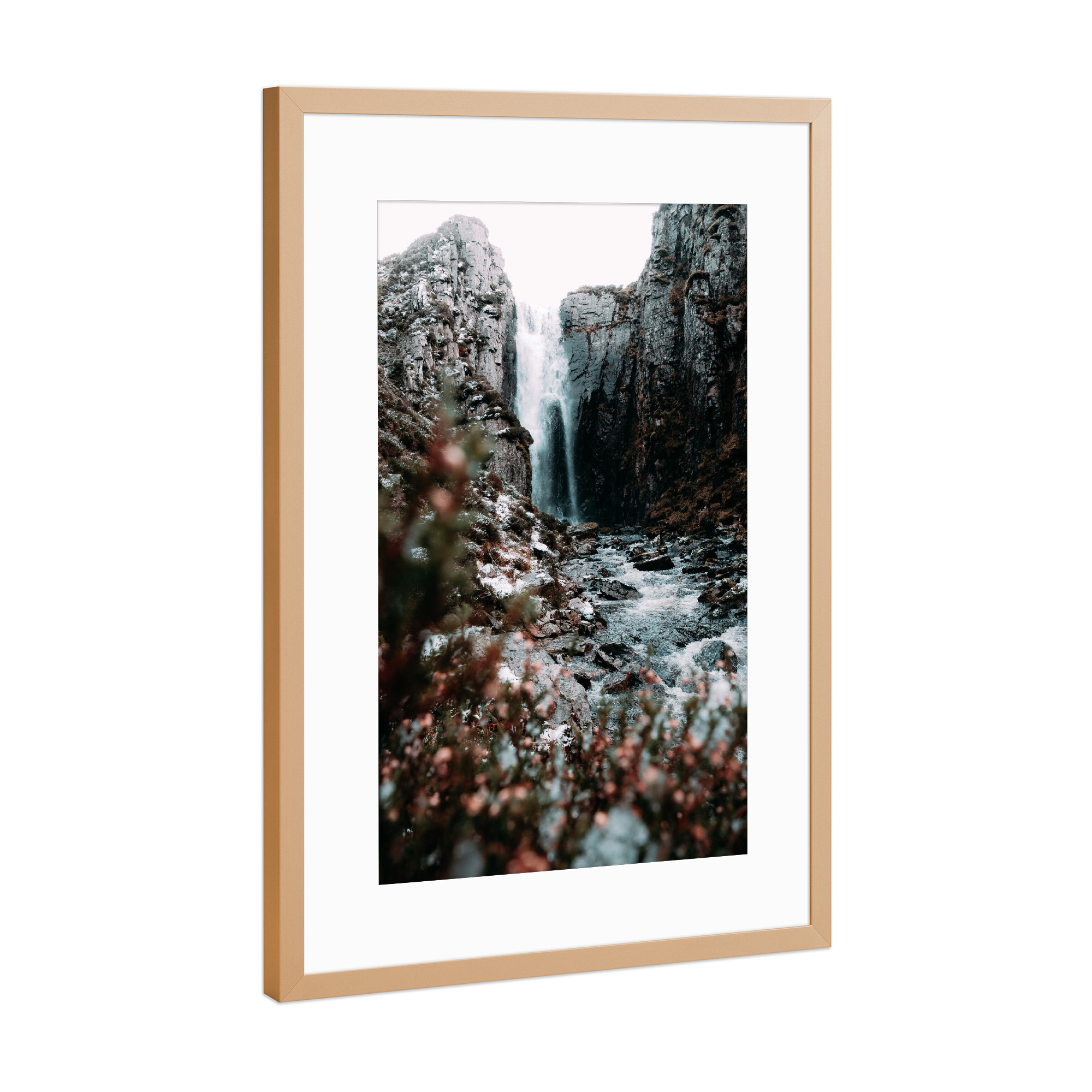 Poster mit Rahmen Kupfer "Verträumter Wasserfall" artboxONE - Natur,Reise,Abstrakt,Reise / Länder