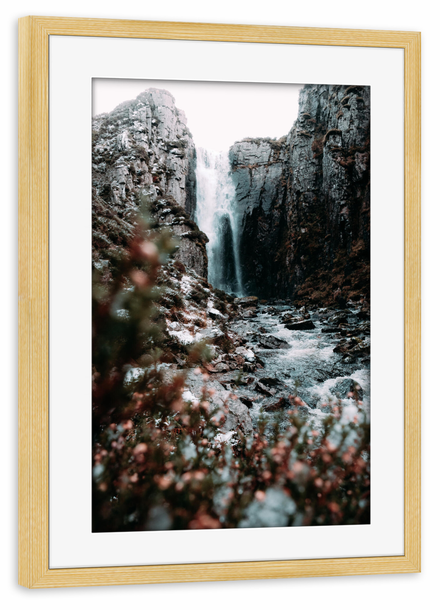 Poster mit Rahmen kiefer "Verträumter Wasserfall" artboxONE - Natur,Reise,Abstrakt,Reise / Länder