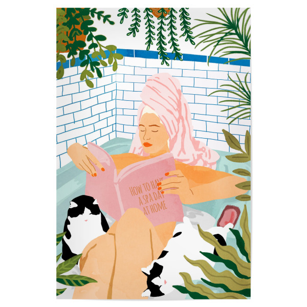Poster "How To Have A Cat Spa Day At Home" artboxONE - Tiere,Menschen