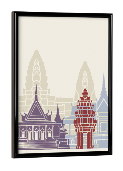 Poster mit schwarzem Rahmen "Phnom Penh skyline" artboxONE - Städte,Architektur
