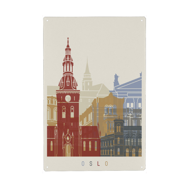 Metall Poster "Oslo skyline" artboxONE - Städte,Architektur