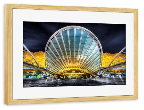 Poster mit Rahmen kiefer "Bahnhof Oriente" artboxONE - Reise,Architektur