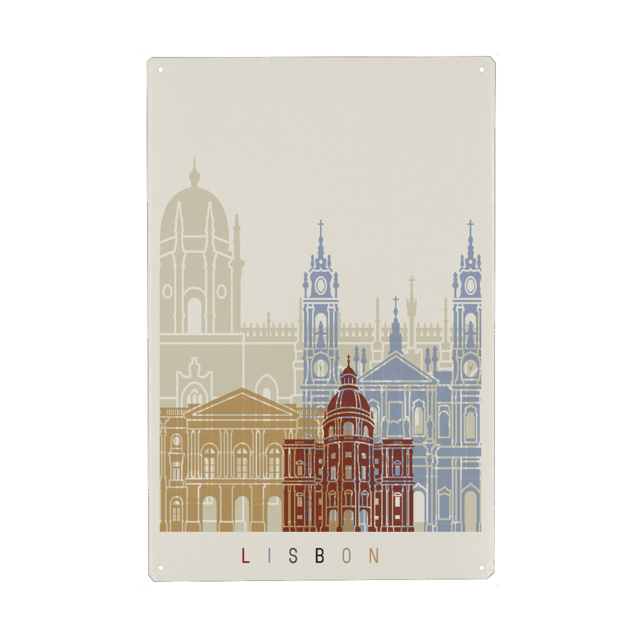 Holzbild "Lisbon skyline-b" artboxONE - Städte,Architektur