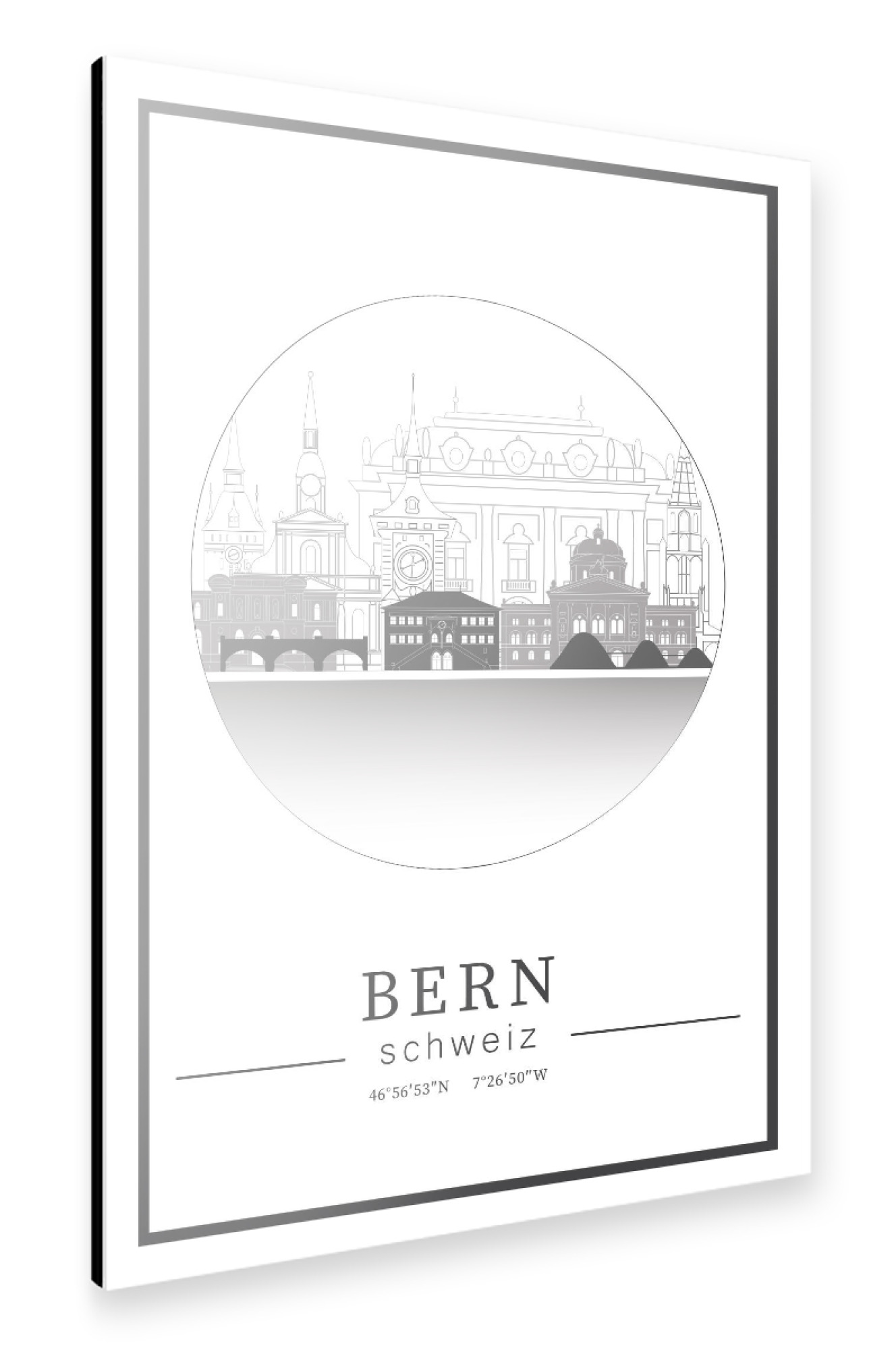 Alu-Dibond "Bern skyline line art circle" 30x20 cm artboxONE