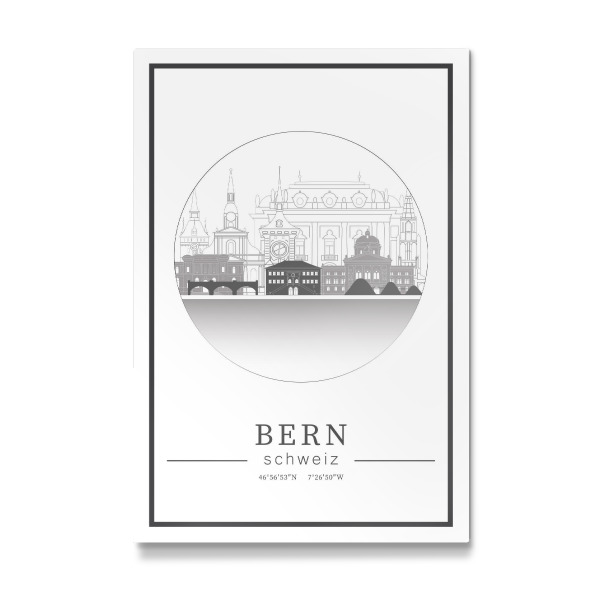 Galerie-Print "Bern skyline line art circle" 30x20 cm artboxONE