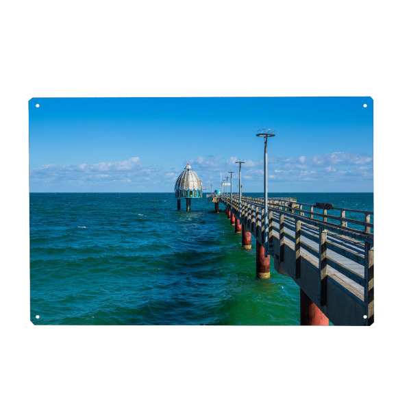 Metall Poster "Ostsee mit Seebrücke" artboxONE - Natur,Reise,Architektur,Reise / Strand und Meer