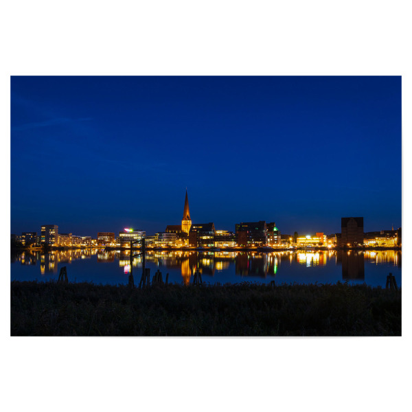 Poster 30x20 cm "Rostock und Warnow bei Nacht" artboxONE - Natur,Reise,Architektur,Städte / Weitere