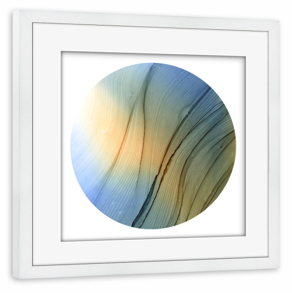 Poster mit Rahmen weiß "0 - Golden Light Waves" artboxONE - Abstrakt