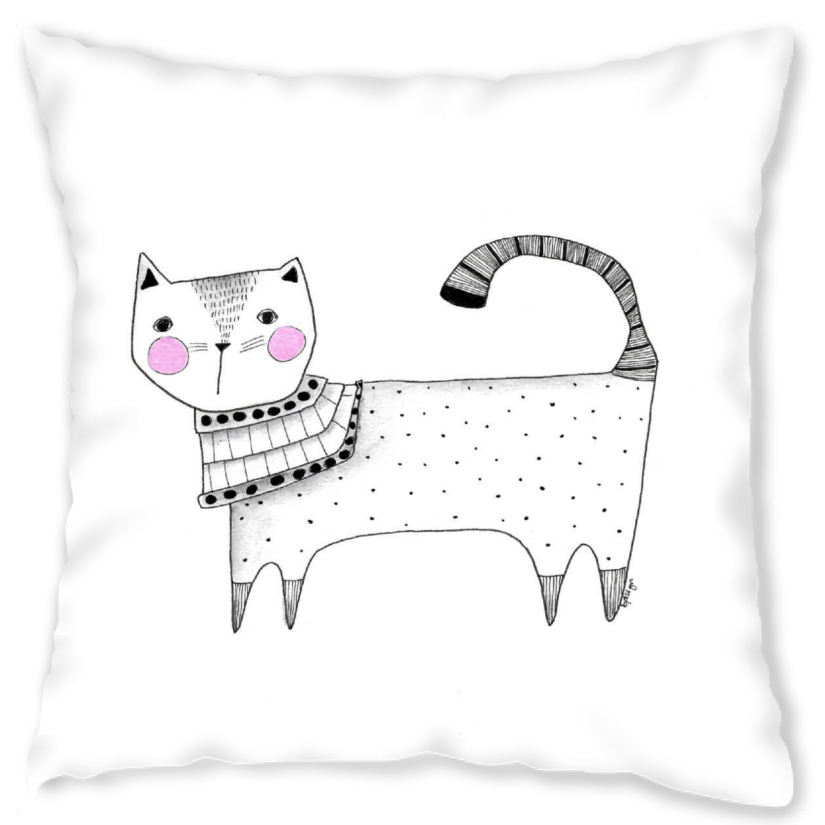 Design-Kissen "Bianca Peters-Lillycat mit Kragen" artboxONE - F߼r Kinder,Tiere,Schwarzweiߟ