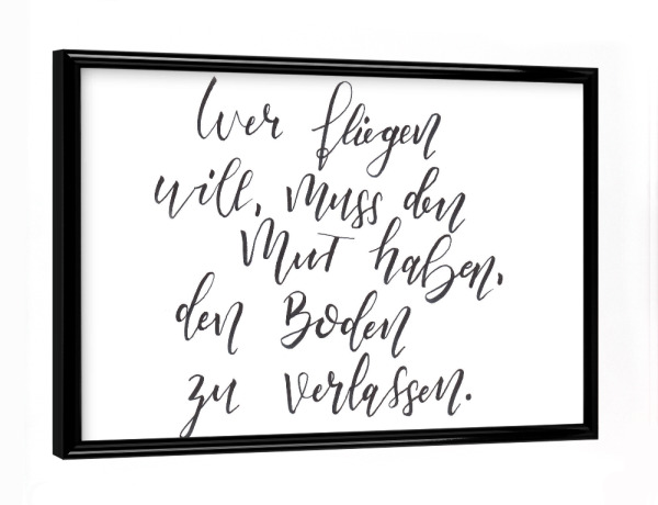 Poster mit schwarzem Rahmen "Handlettering Mut" artboxONE - Typografie,Schwarzweiß