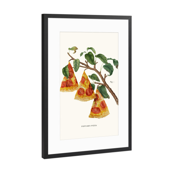 Poster mit Rahmen Schwarz (Metallic) "Pizza Plant" artboxONE - Essen & Trinken,Fiktion,Lustig