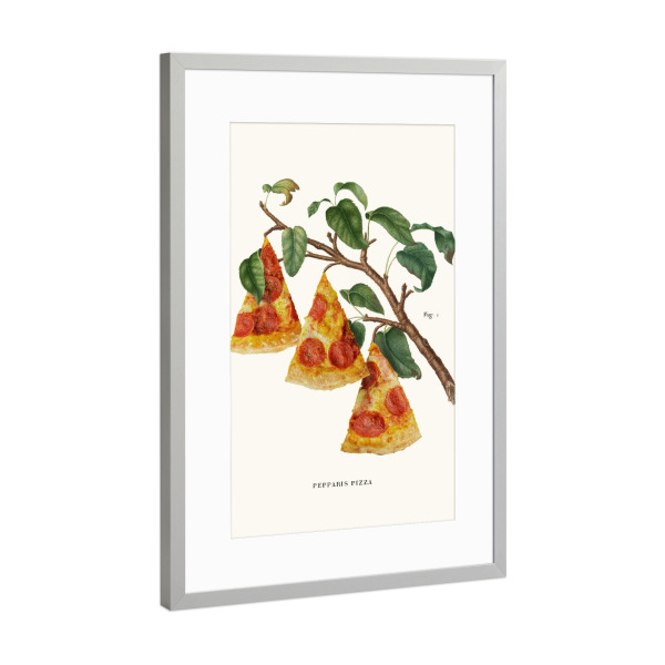 Poster mit Rahmen Silber "Pizza Plant" artboxONE - Essen & Trinken,Fiktion,Lustig