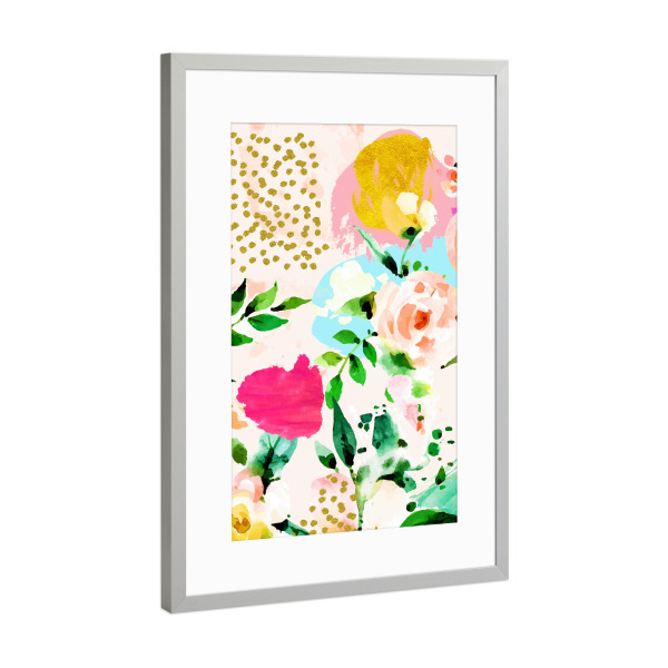 Poster mit Rahmen Silber "Floral Blush" artboxONE - Natur,Floral